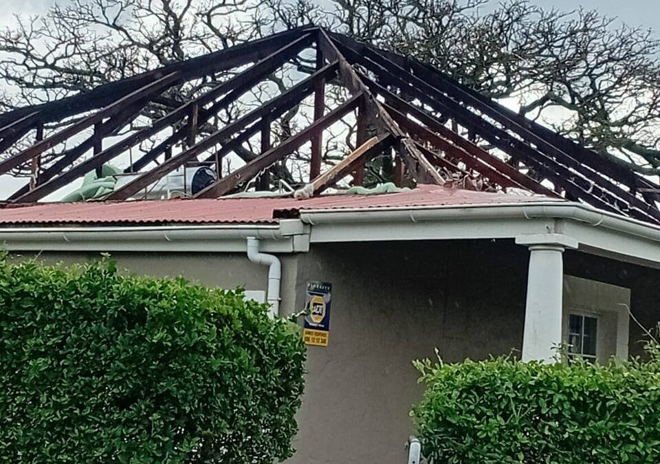 Safe house damaged by heavy winds in George, South Africa